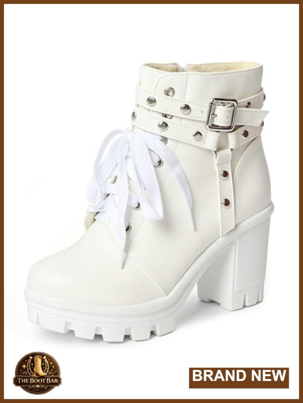 Women's Platform Combat Booties Heel Ankle Boots PU Leather